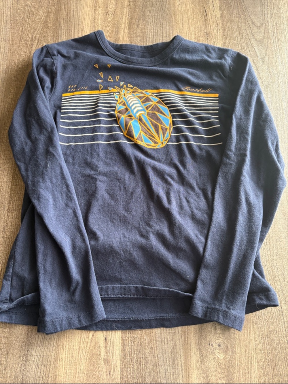 GAP Navy Long Sleeve Tee with Yellow & Teal Graphic